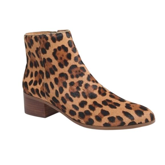 J. Crew Leopard Calf Hair Walker Ankle Booties Size 8 - Picture 1 of 9